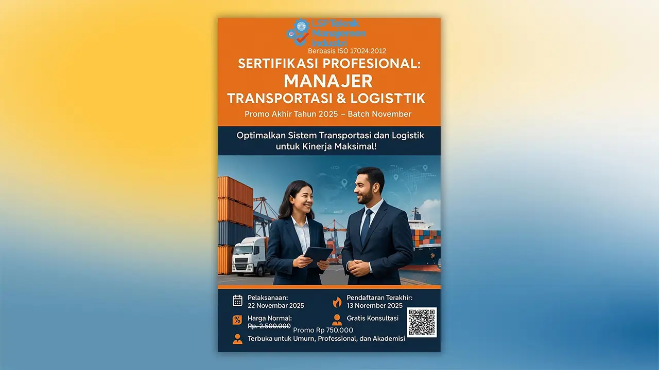 PROMO AKHIR TAHUN 2025 : SERTIFIKASI MANAJER TRANSPORTASI LOGISTIK