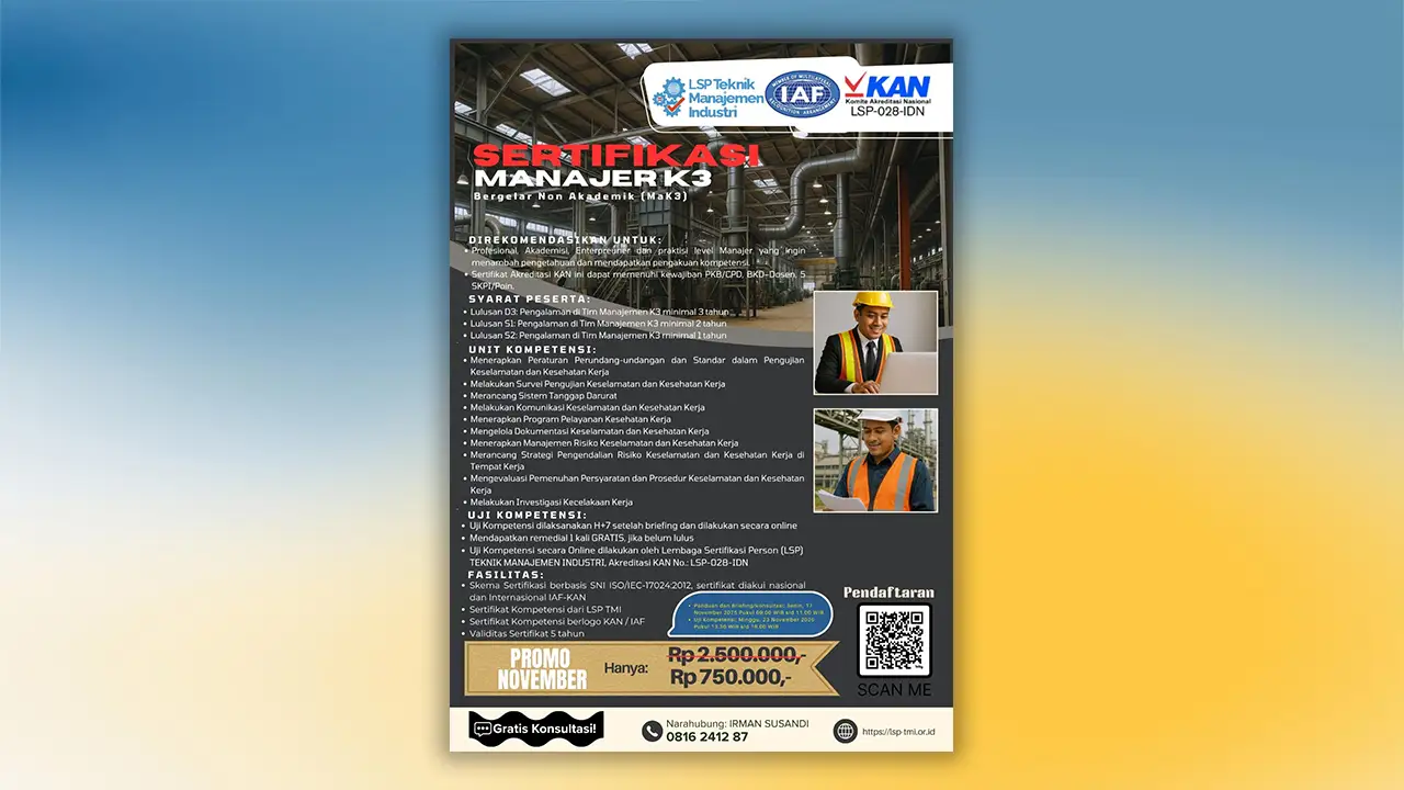 Promosi Akhir Tahun 2025 : Sertifikasi Manajer K3