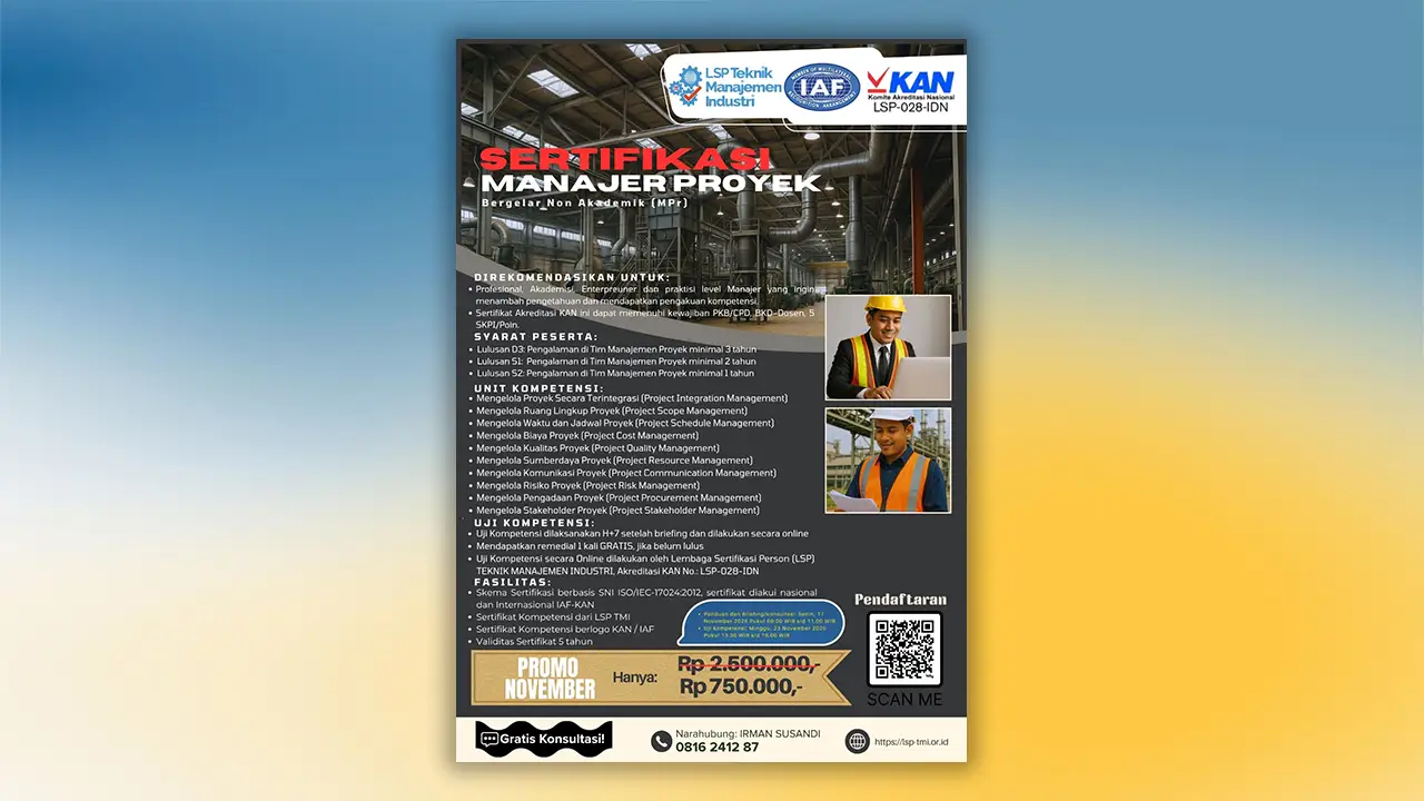 Promosi Akhir Tahun 2025 : Sertifikasi Manajer Proyek