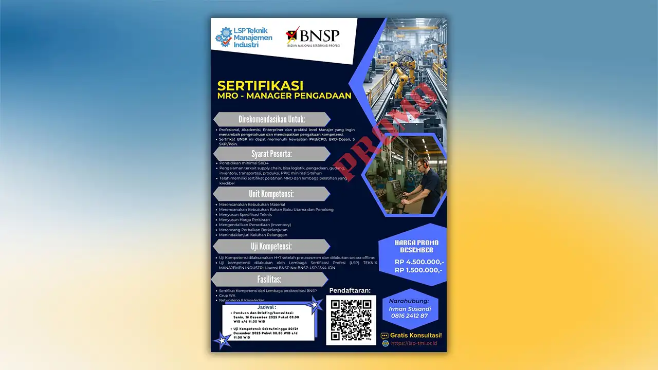 Promosi Akhir Tahun 2025 : sertifikasi MRO – MANAGER PENGADAAN