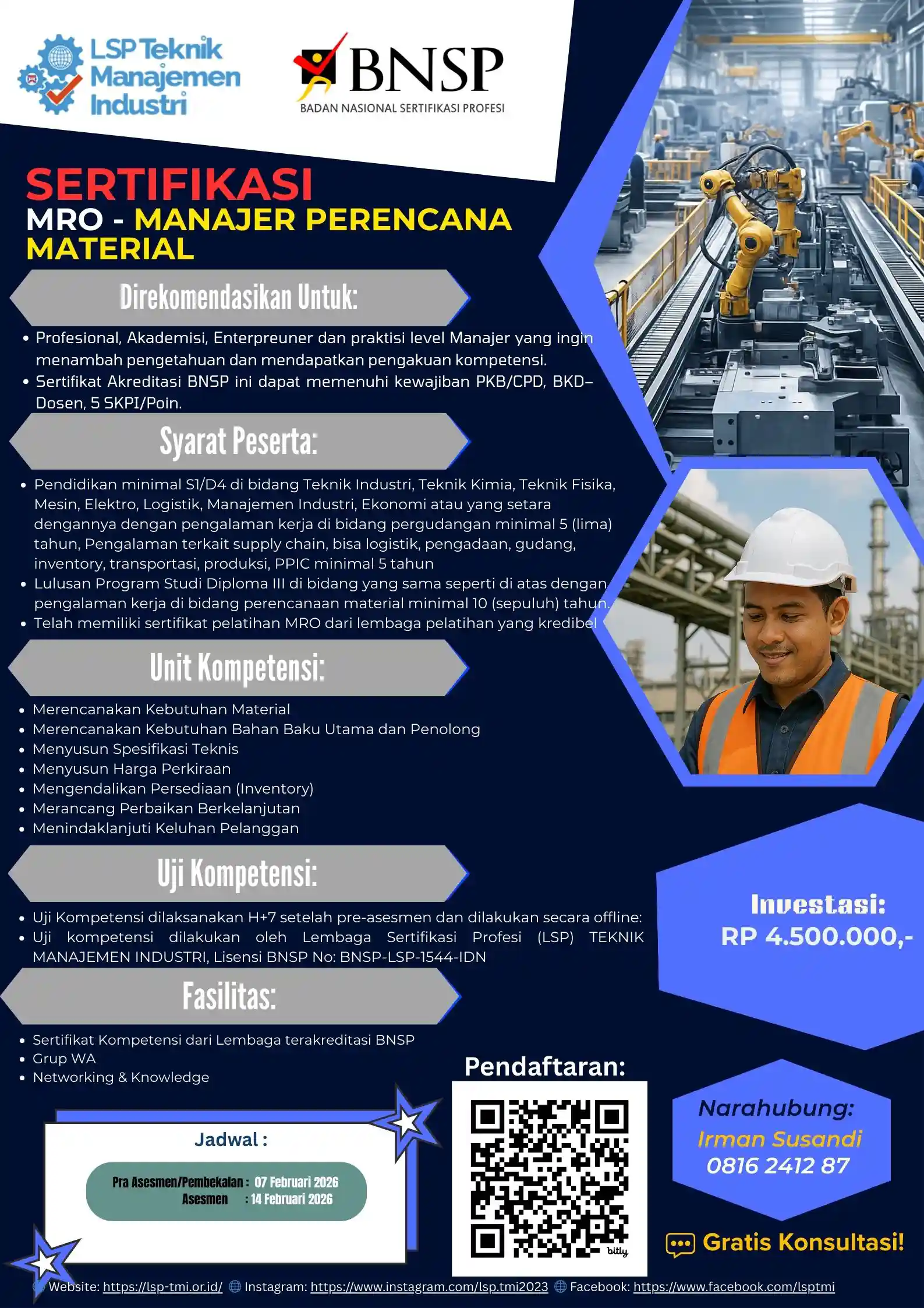 Februari 2026 : MRO – MANAJER PERENCANA MATERIAL