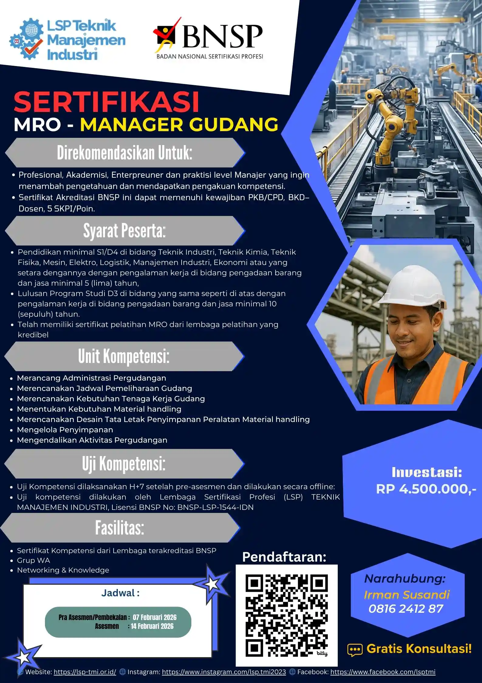 Februari 2026 : MRO – MANAGER GUDANG