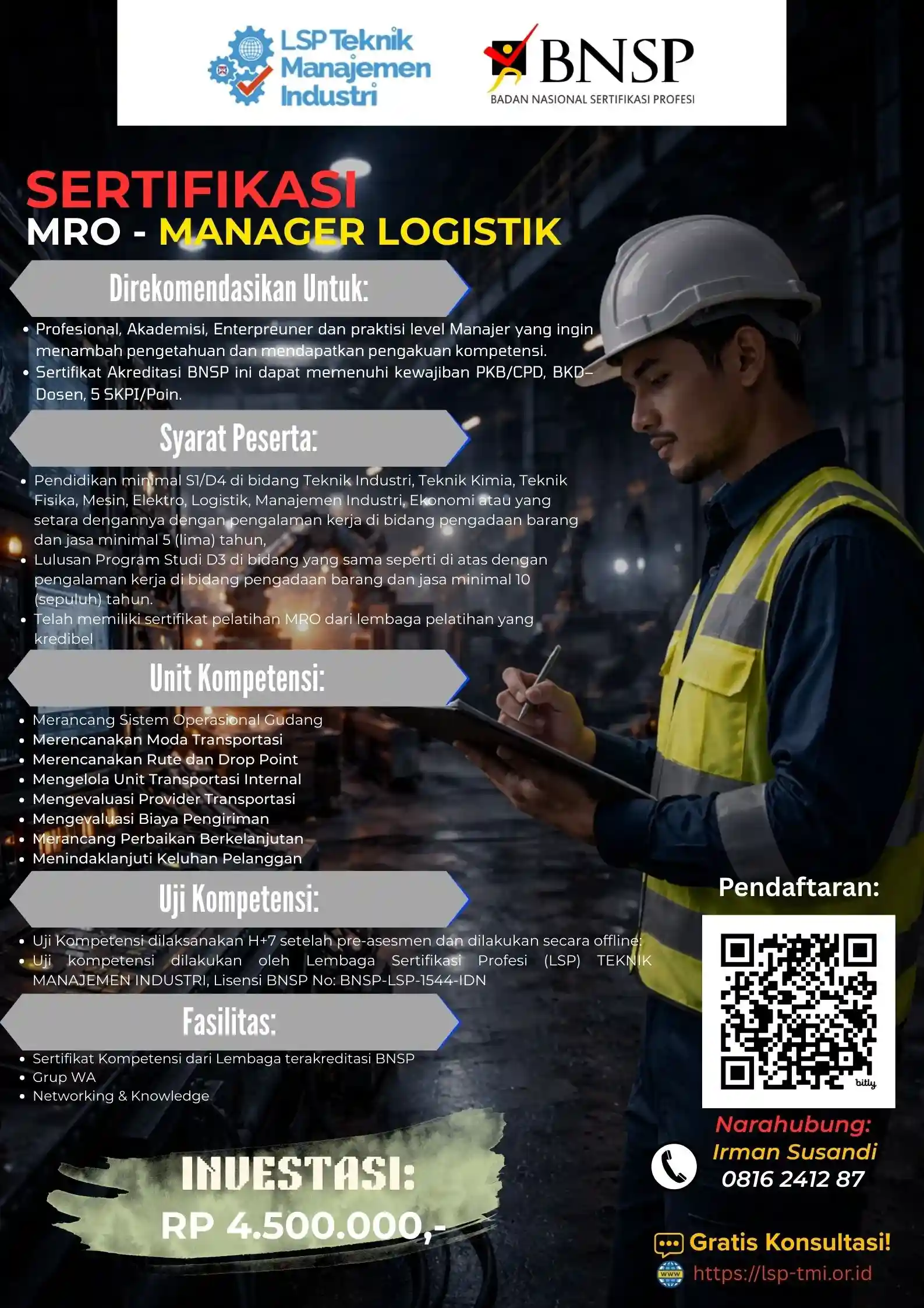 Promo Januari 2026 : MRO – MANAGER LOGISTIK