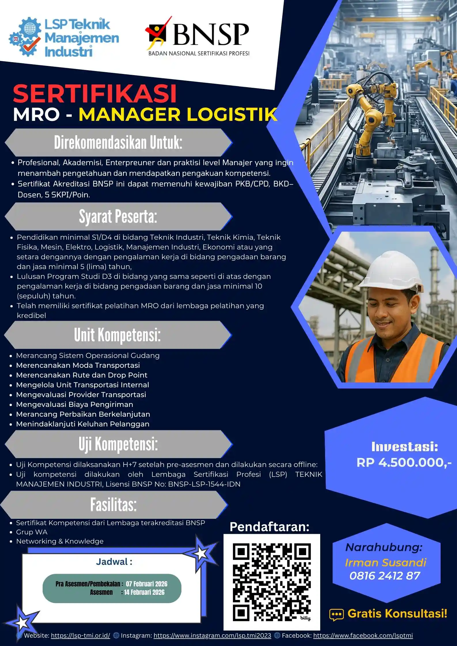 Februari 2026 : MRO – MANAGER LOGISTIK