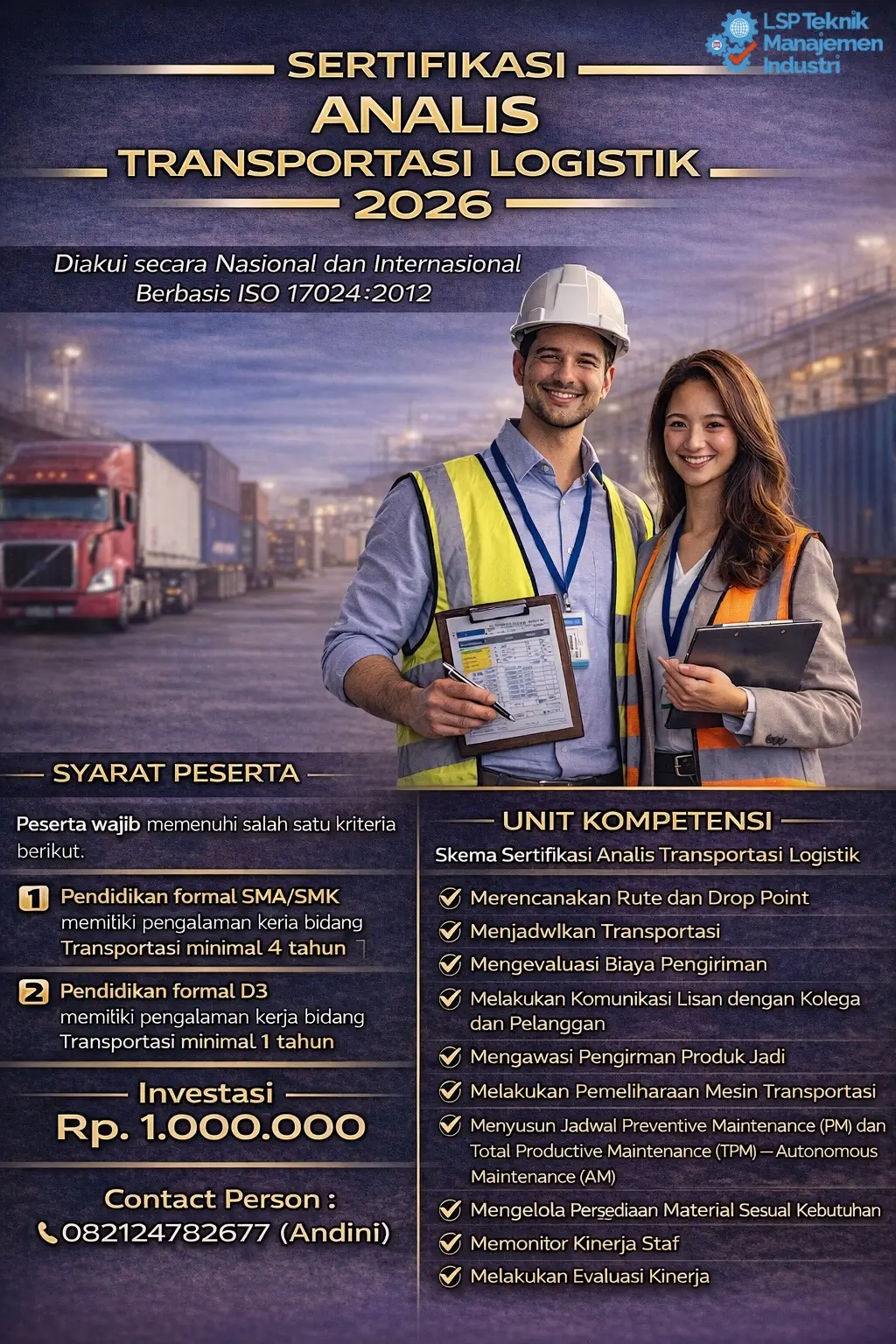 SERTIFIKASI ANALIS TRANSPORTASI LOGISTIK 2026