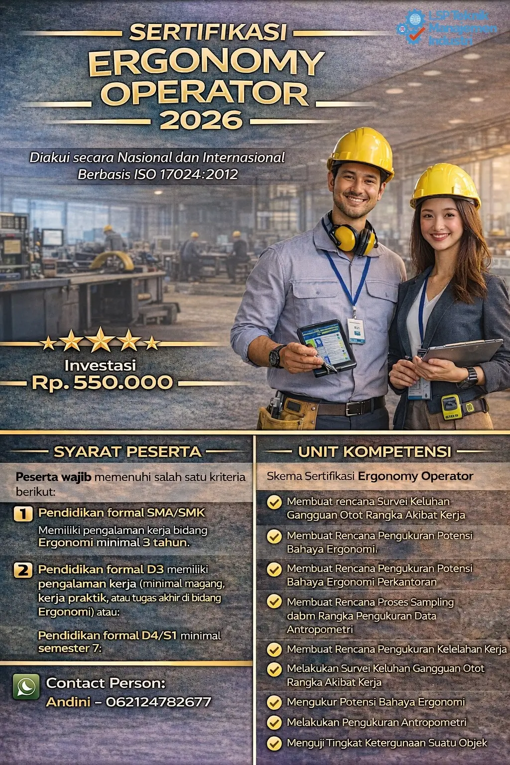 SERTIFIKASI ERGONOMY OPERATOR 2026