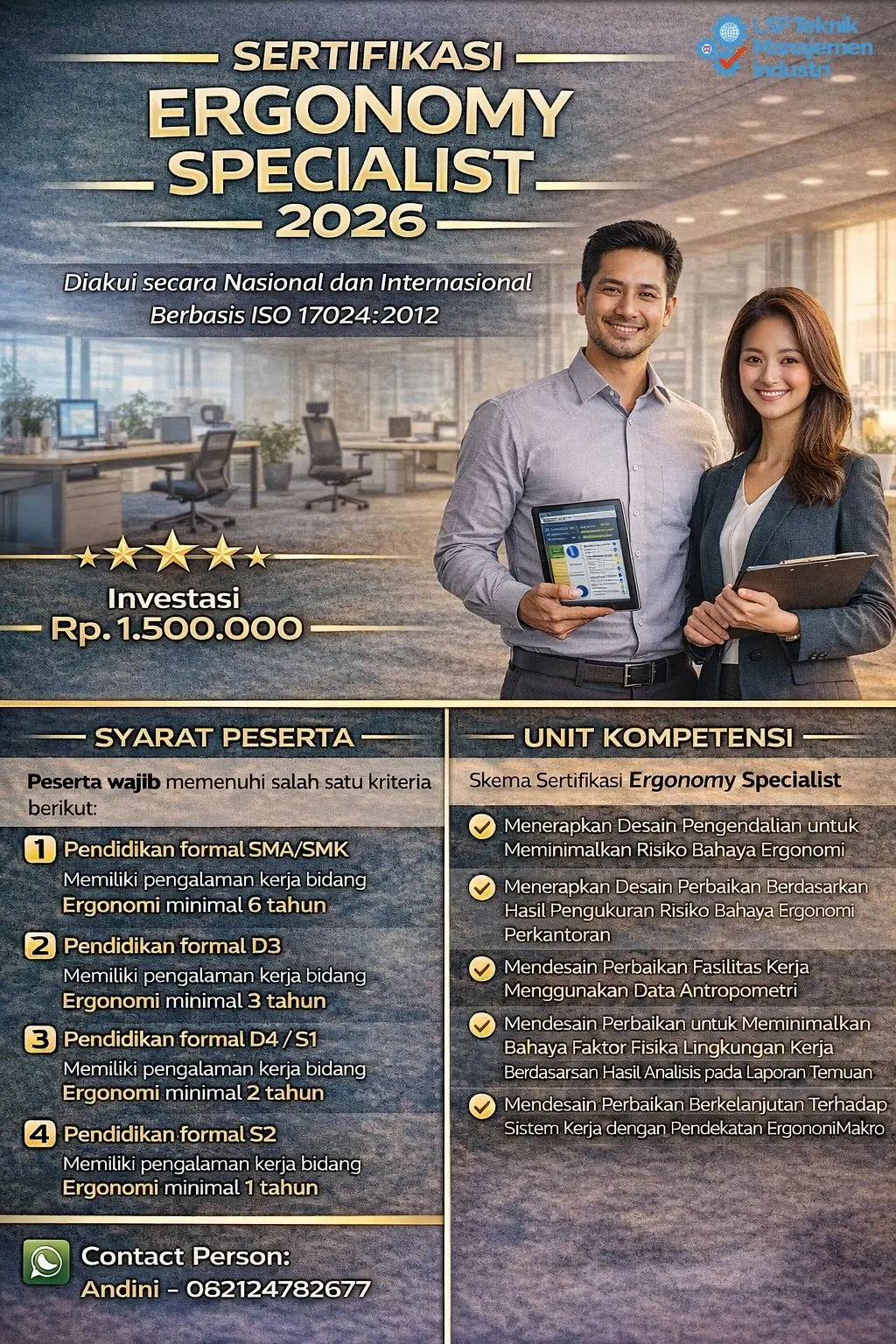 SERTIFIKASI ERGONOMY SPECIALIST 2026