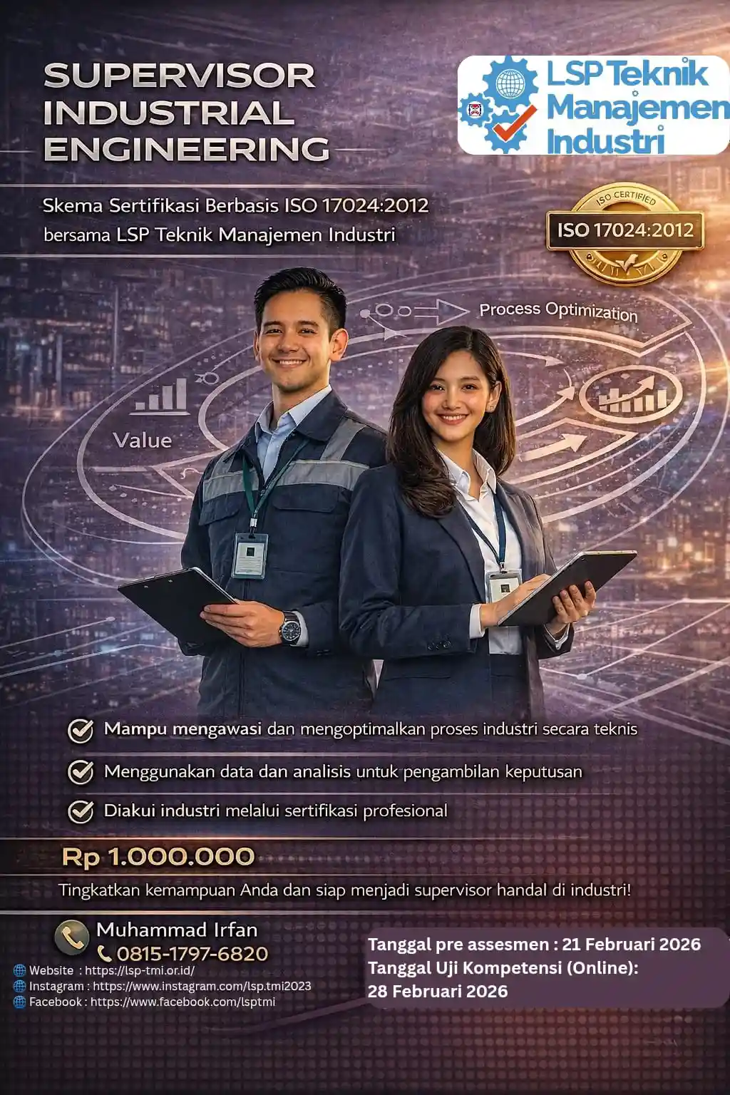 Februari 2026 : SERTIFIKASI SUPERVISOR INDUSTRIAL ENGINEERING