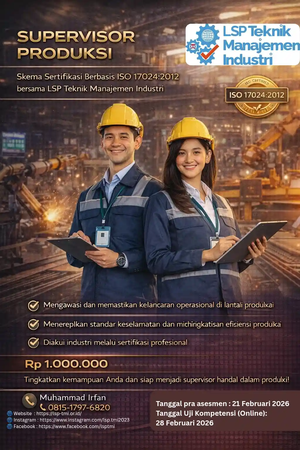 Februari 2026 : SERTIFIKASI SUPERVISOR PRODUKSI