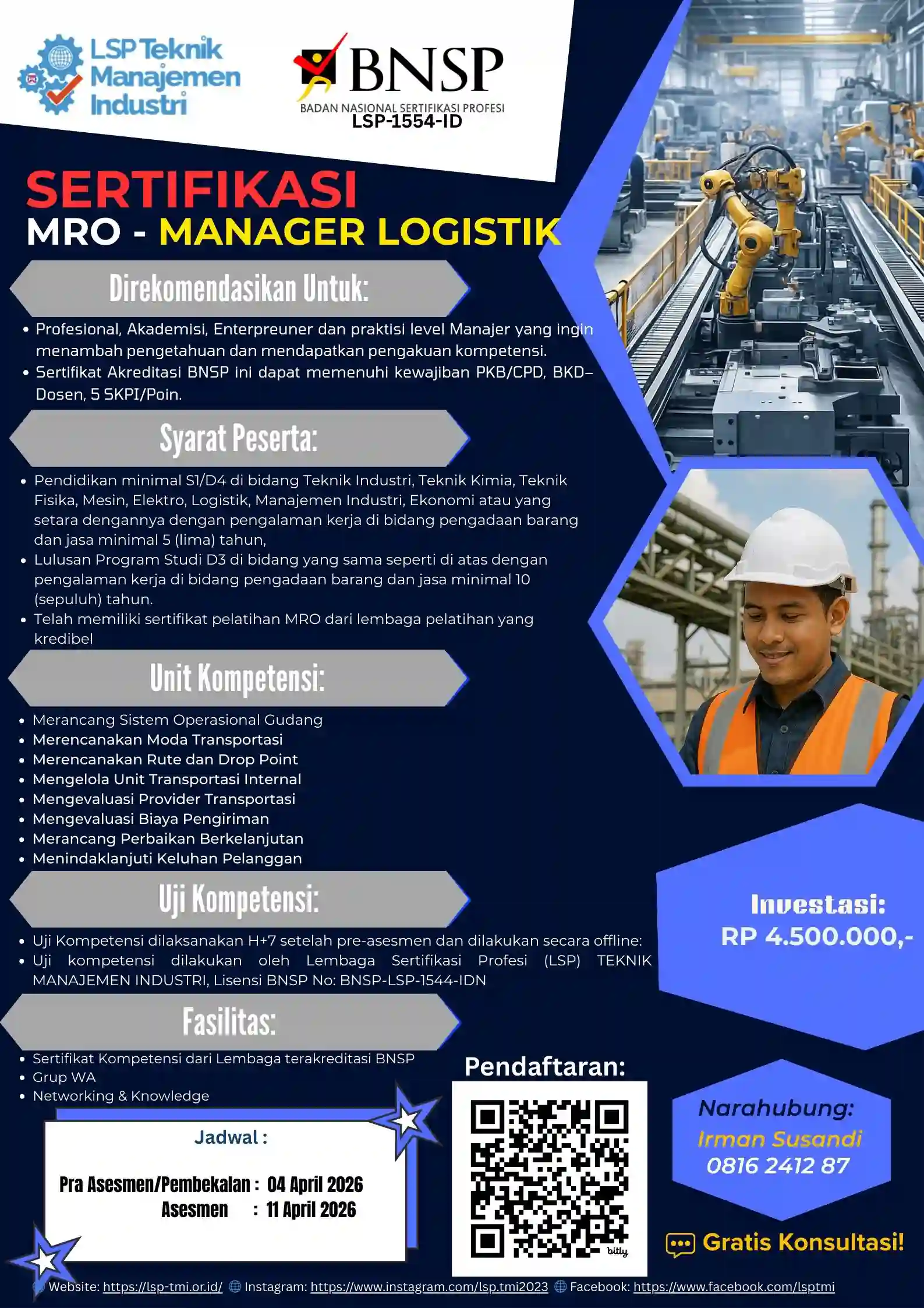 April 2026 : MRO – MANAGER LOGISTIK