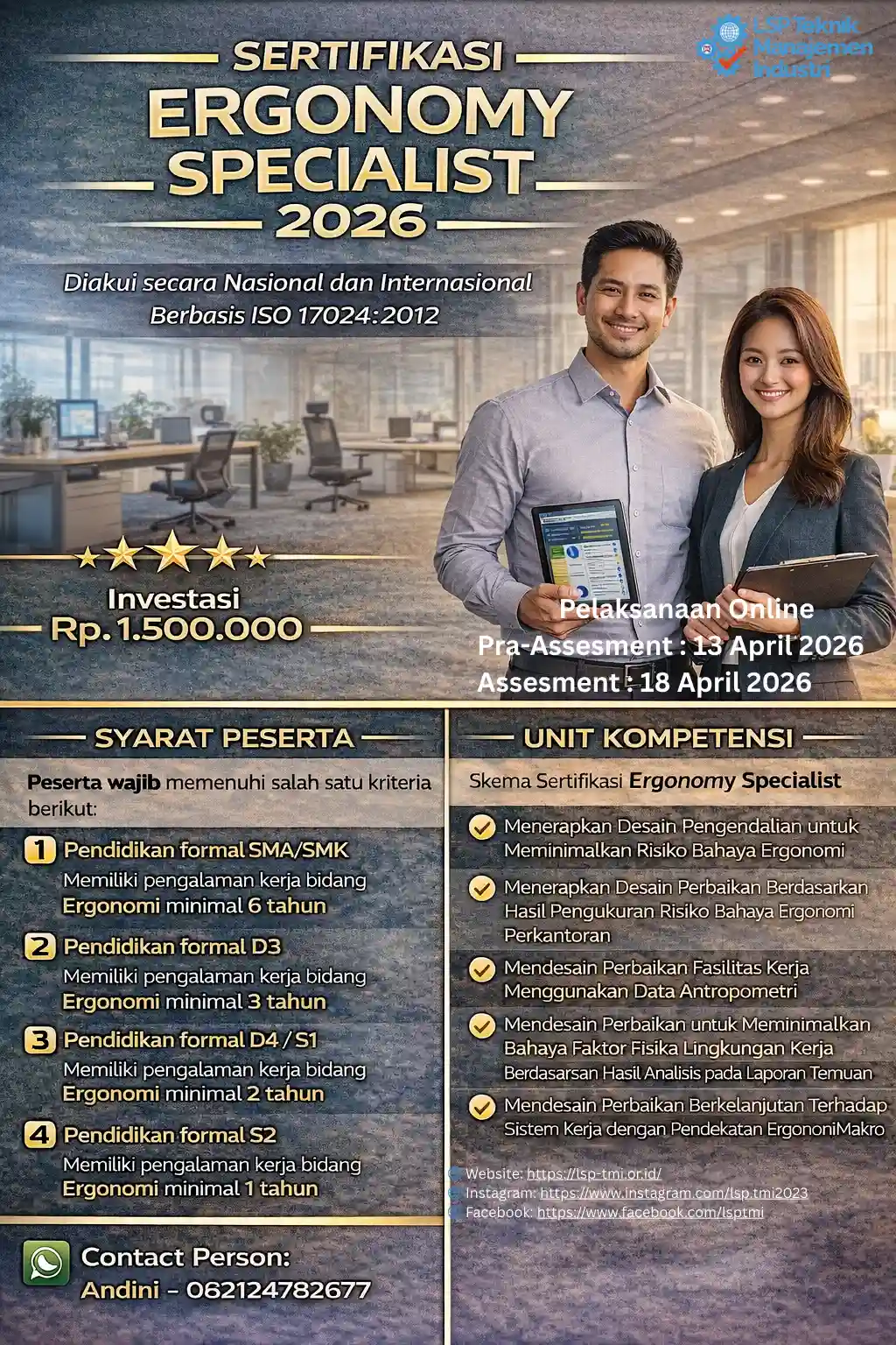 April 2026 : Ergonomy Specialist