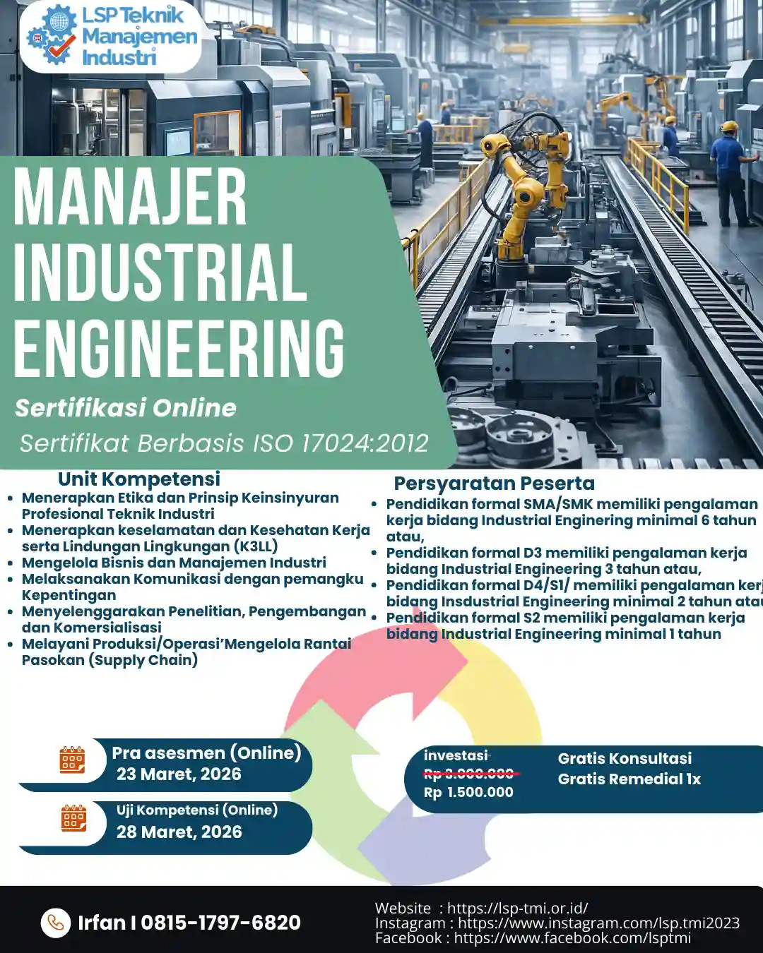 Maret 2026 : SERTIFIKASI MANAJER INDUSTRIAL ENGINEERING