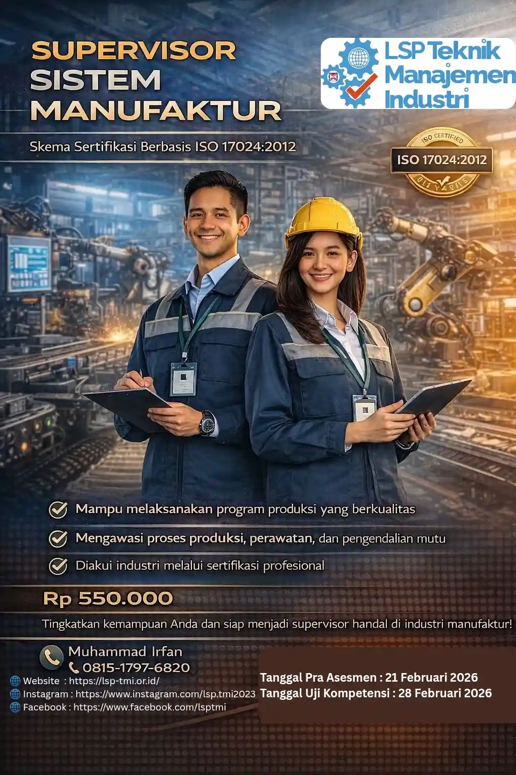 Februari 2026 : SERTIFIKASI SUPERVISOR SISTEM MANUFAKTUR