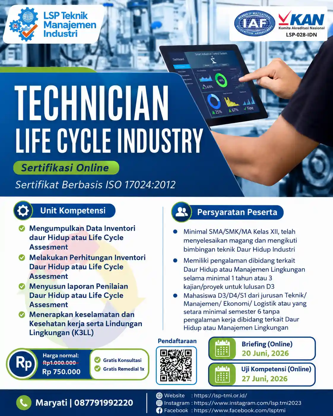 JUNI 2026 : TEKNISI LIFE CYCLE INDUSTRY