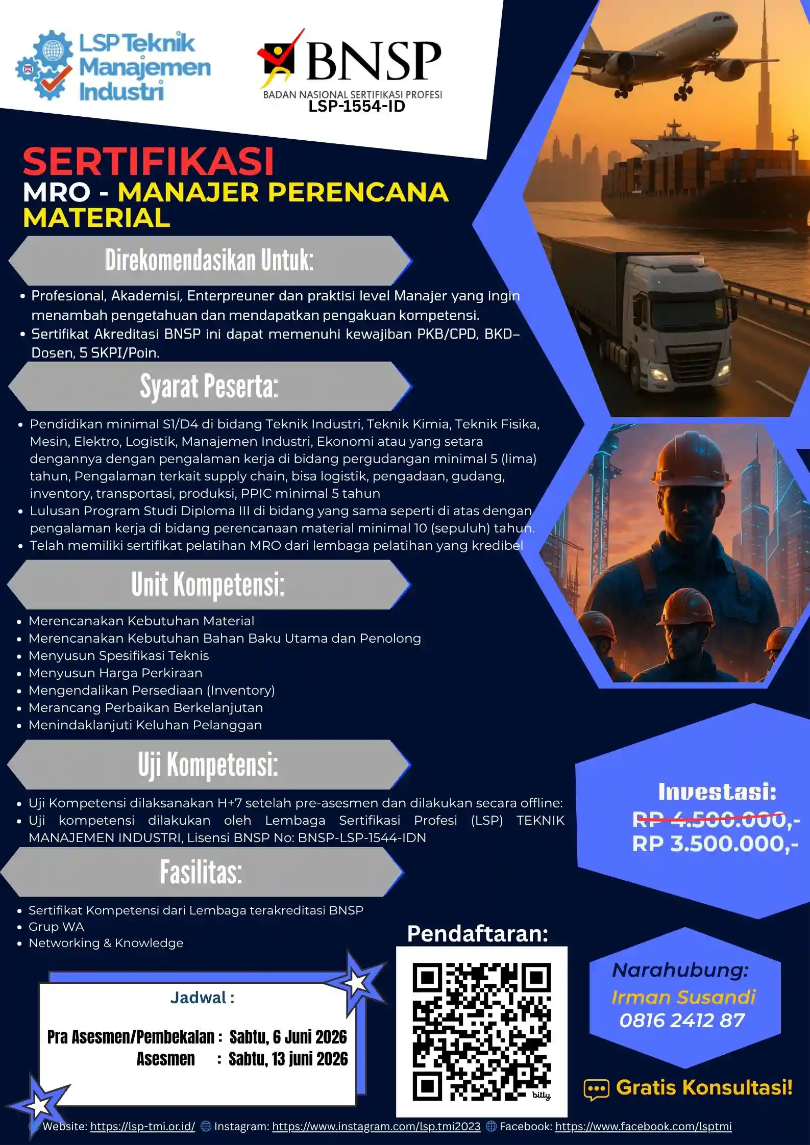 Juni 2026 : MRO – MANAJER PERENCANA MATERIAL