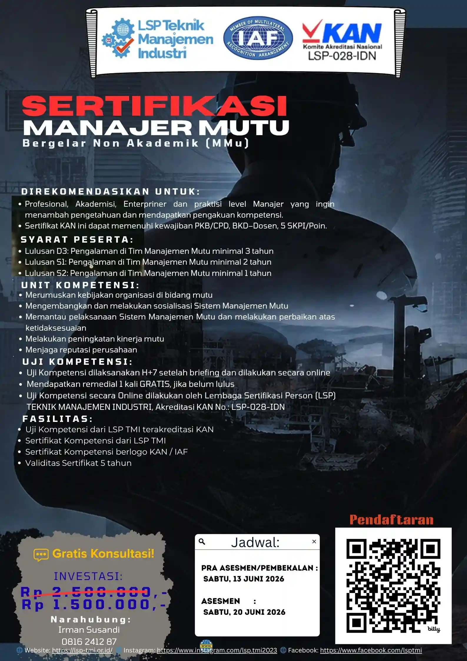 Juni 2026 : MANAJER MUTU
