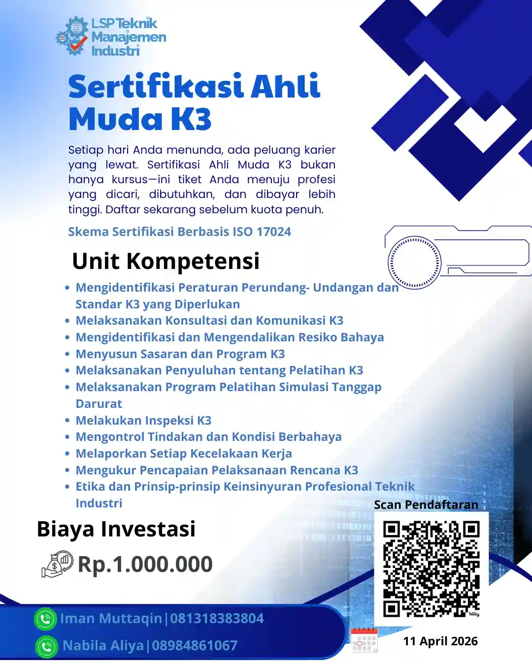April 2026 : Sertifikasi Ahli Muda K3