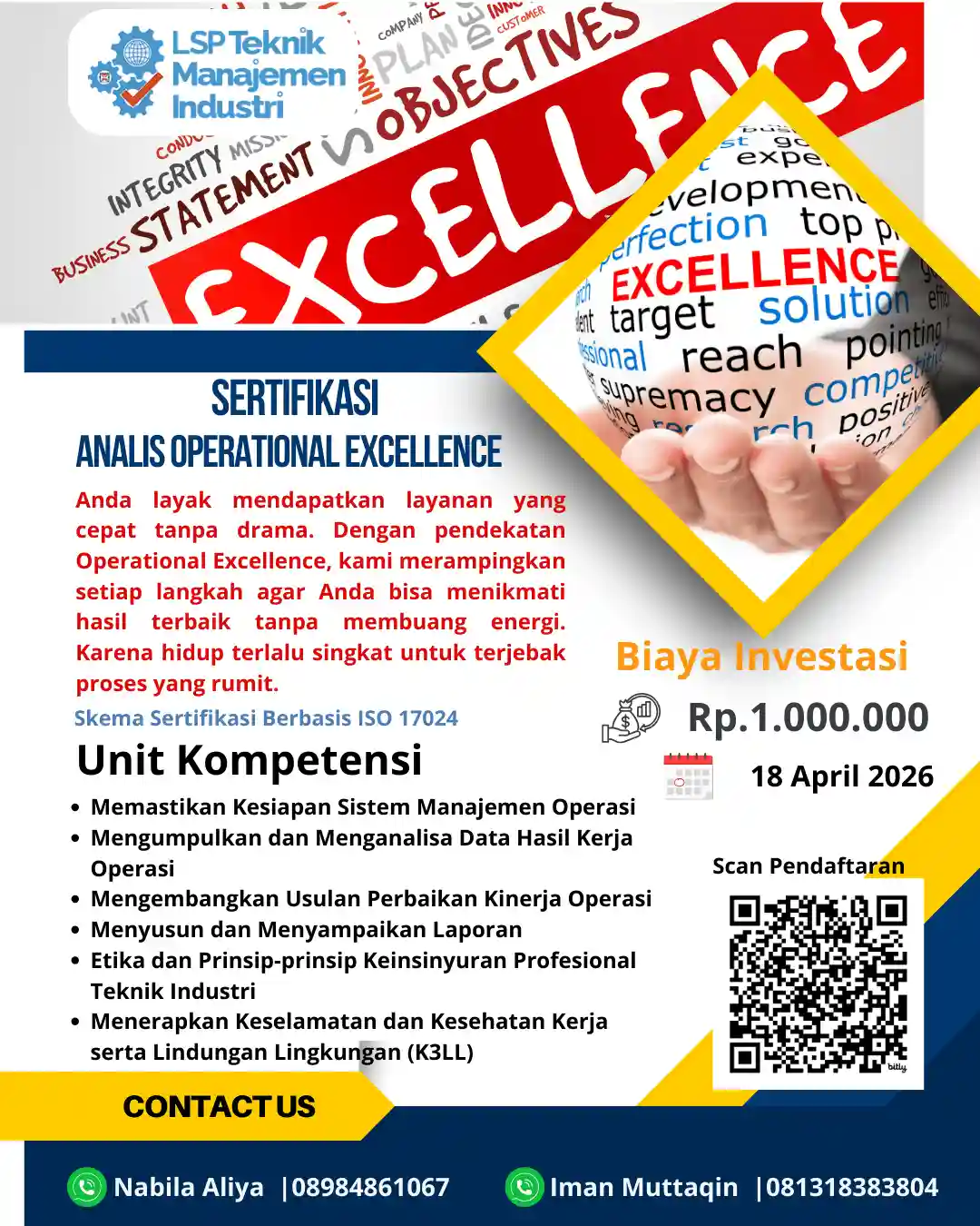 April 2026 :  Sertifikasi Analis Operational Excellence
