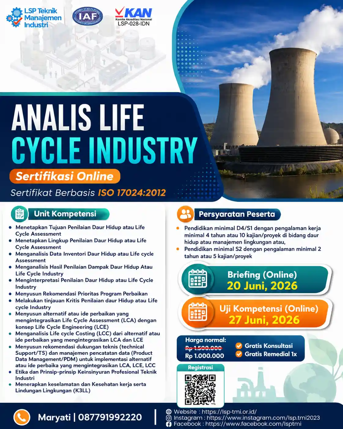 JUNI 2026 : SERTIFIKASI ANALIS LIFE CYCLE INDUSTRY