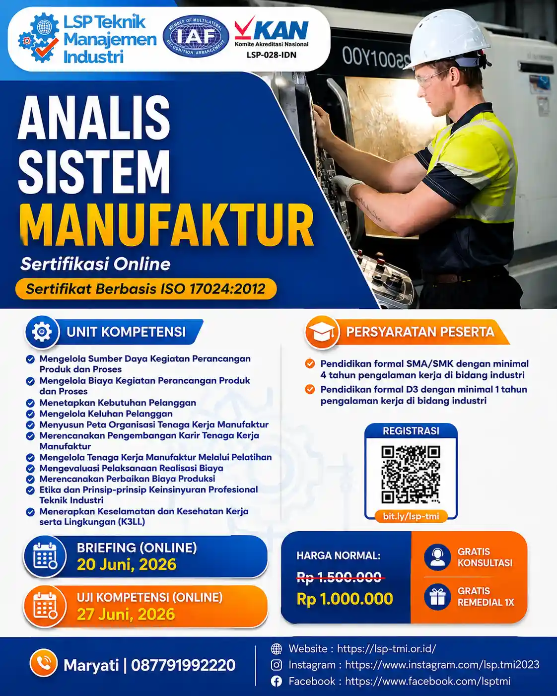 JUNI 2026 : SERTIFIKASI ANALIS SISTEM MANUFAKTUR