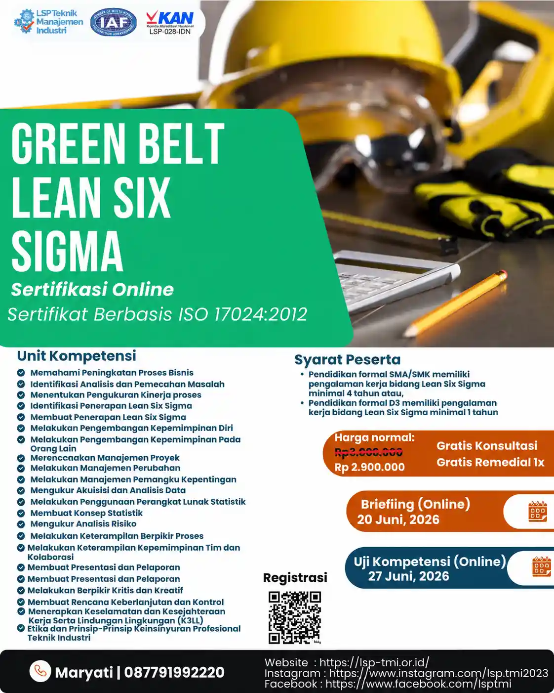 JUNI 2026 : GREEN BELT LEAN SIX SIGMA