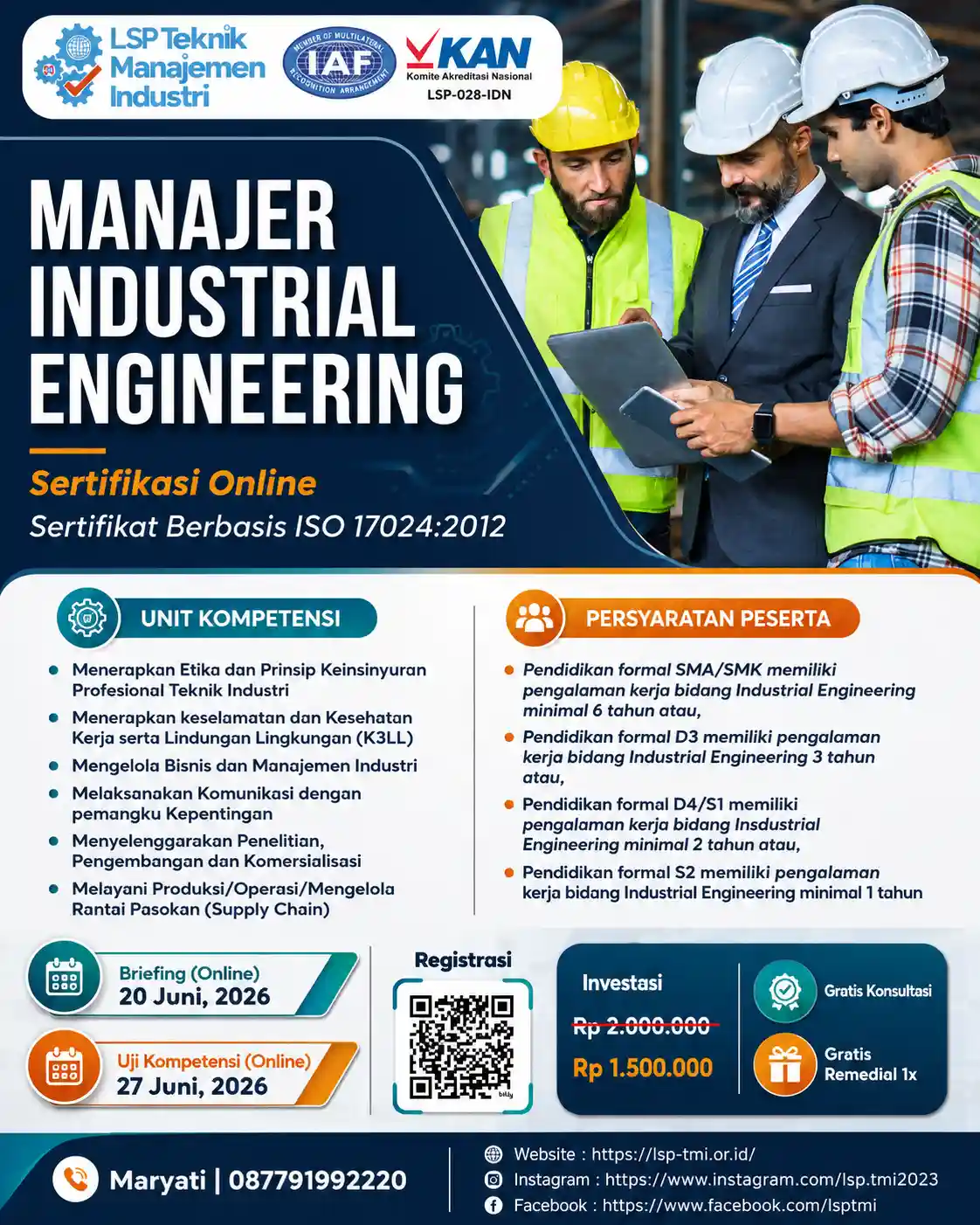 JUNI 2026 : SERTIFIKASI MANAJER INDUSTRIAL ENGINEERING