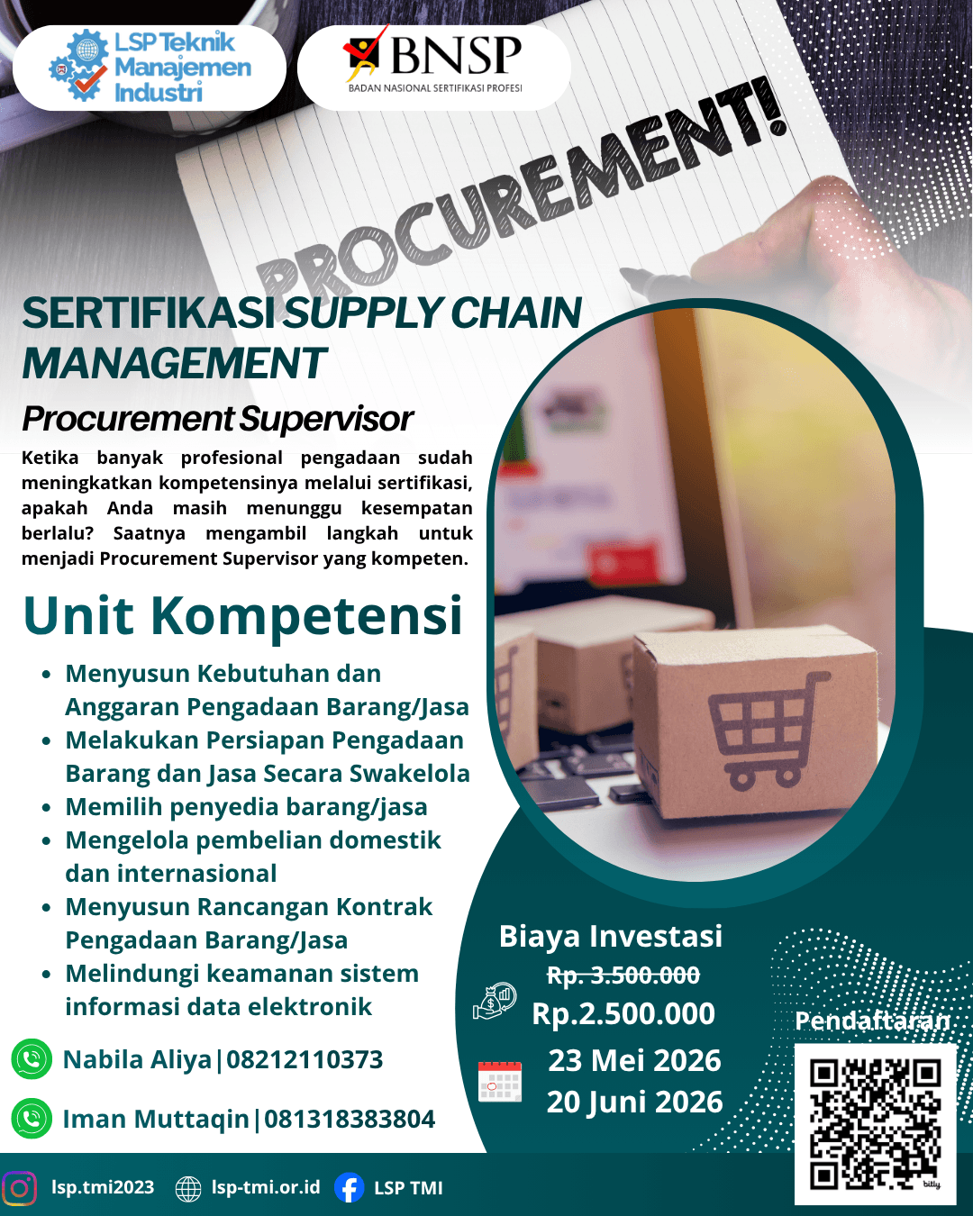 Juni 2026 :  Sertifikasi Procurement Supervisor