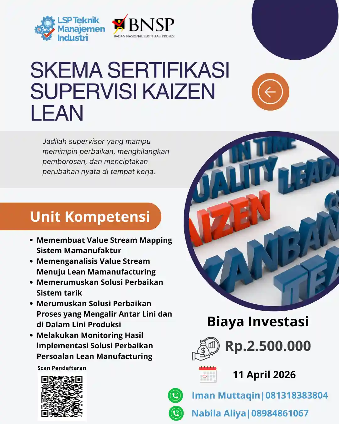 April 2026 :  Sertifikasi Supervisi Kaizen Lean