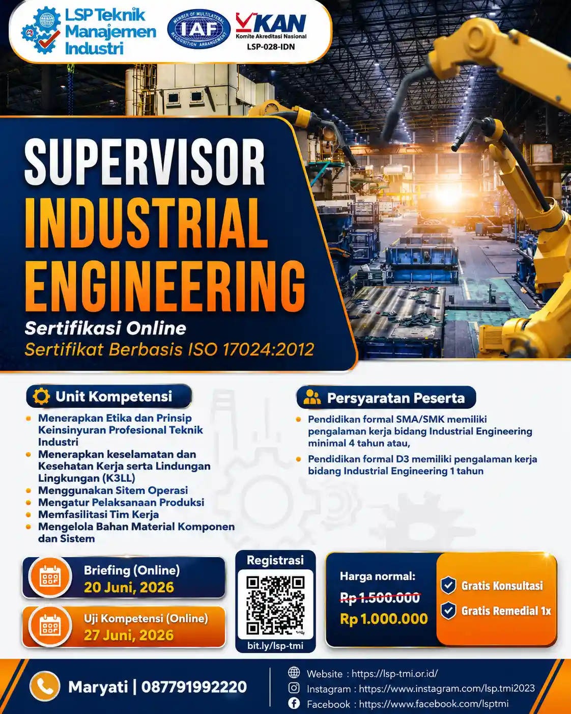 JUNI 2026 : SUPERVISOR INDUSTRIAL ENGINEERING