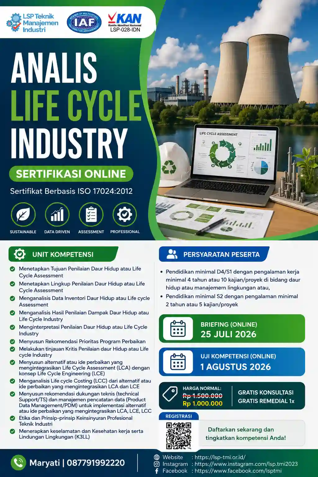 JULI 2026 : SERTIFIKASI ANALIS LIFE CYCLE INDUSTRY