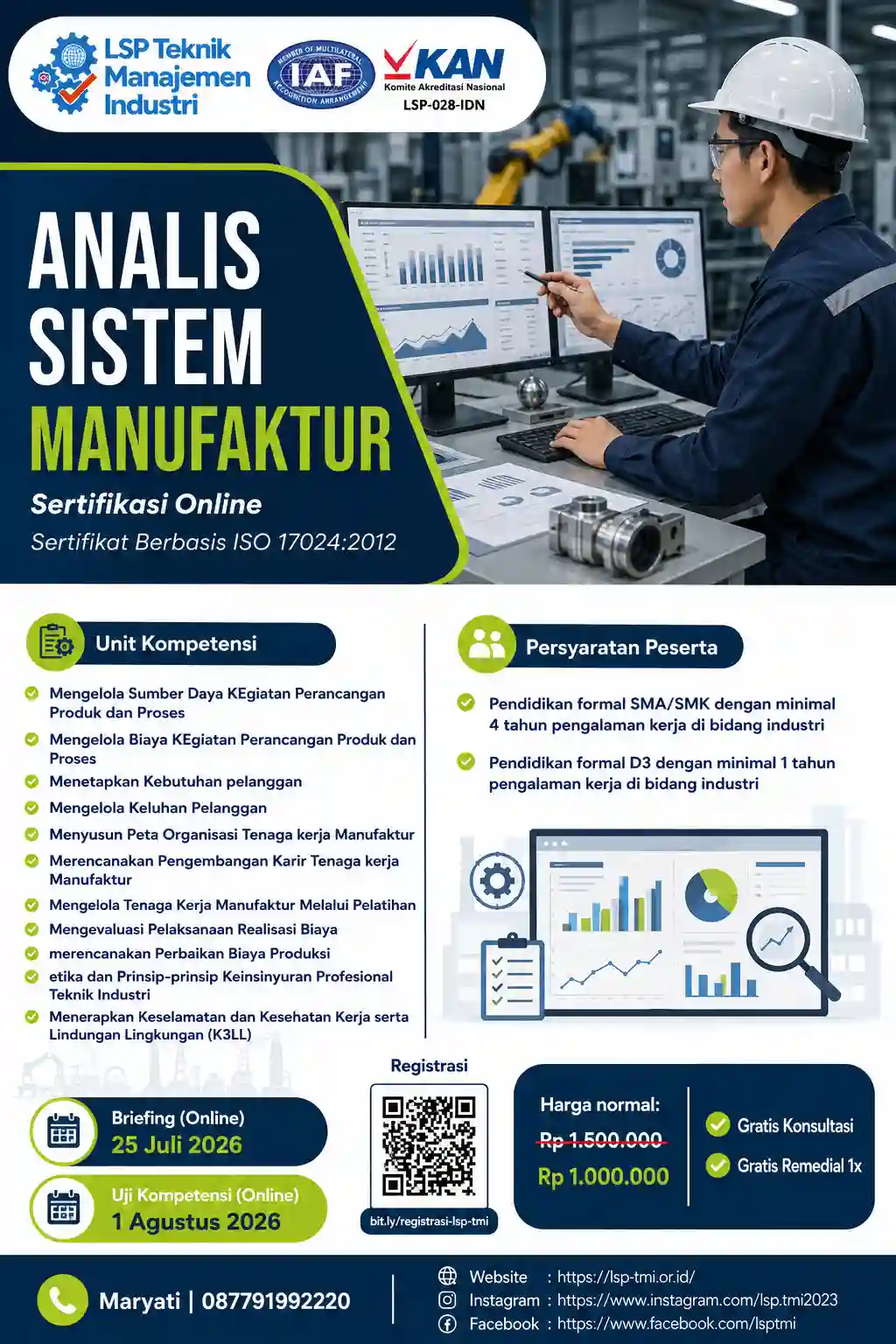 JULI 2026 : SERTIFIKASI ANALIS SISTEM MANUFAKTUR