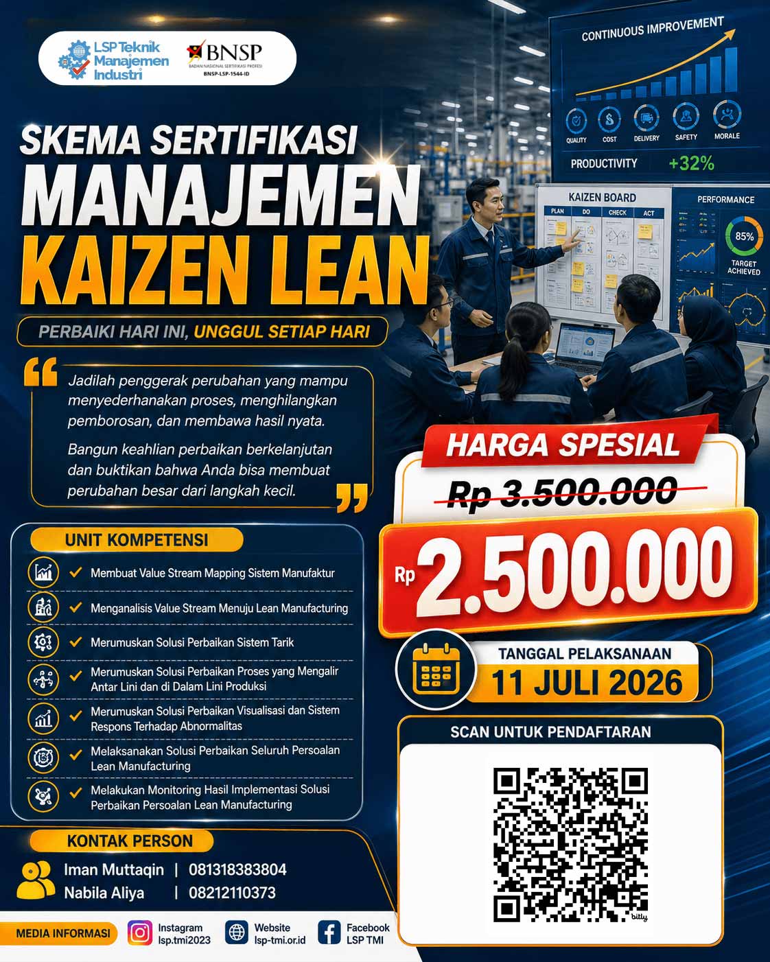 Juli 2026 :  Sertifikasi Manajemen Kaizen Lean