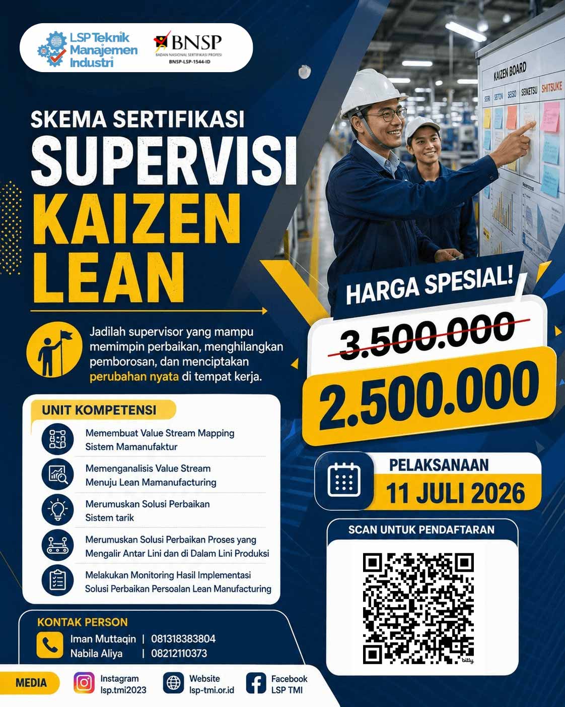 Juli 2026 :  Sertifikasi Supervisi Kaizen Lean