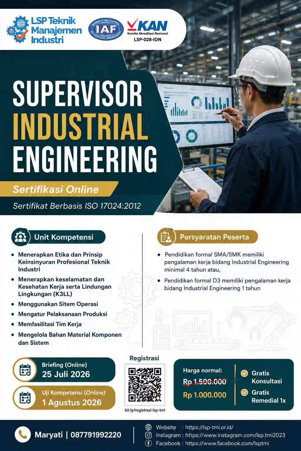 JULI 2026 : SUPERVISOR INDUSTRIAL ENGINEERING