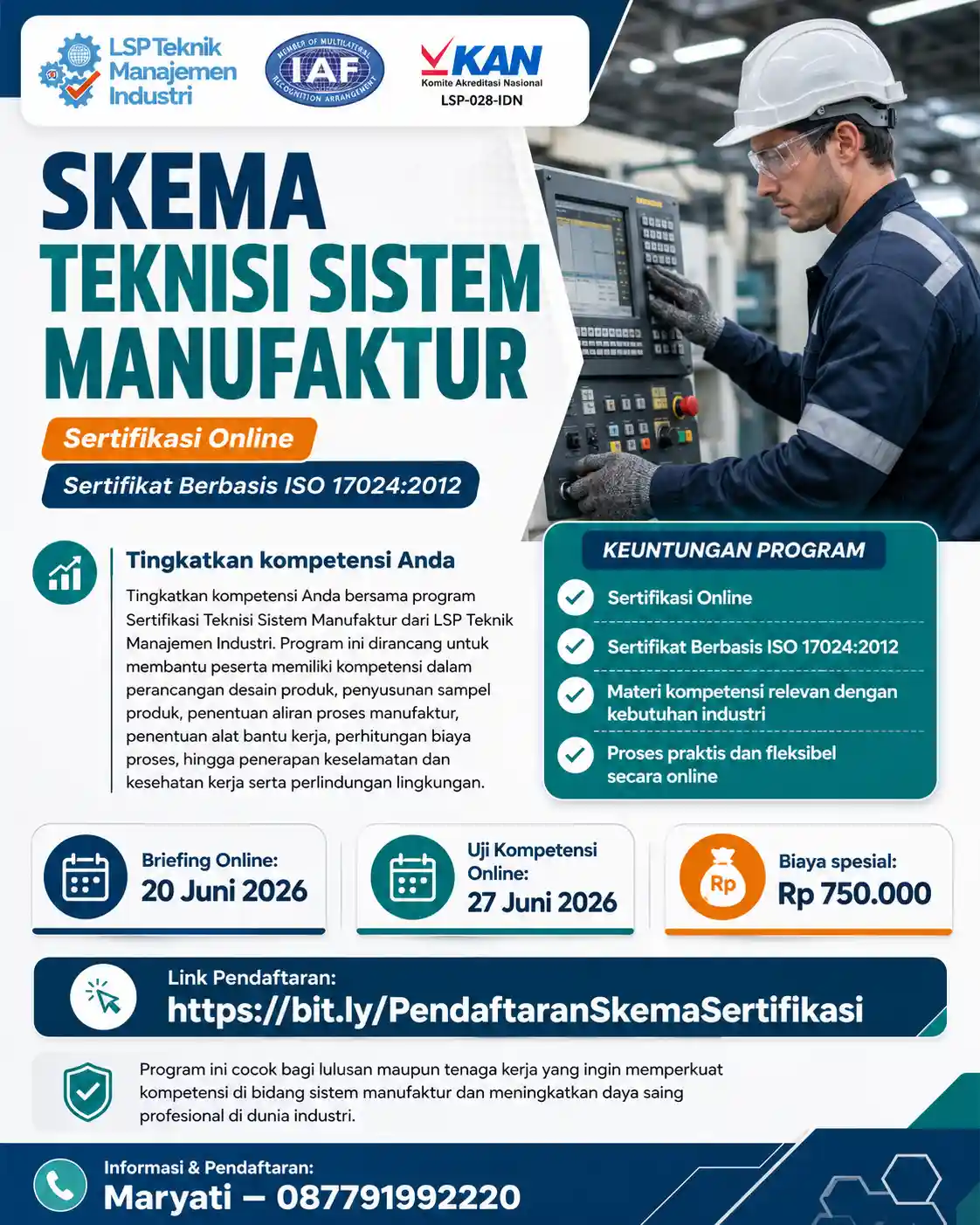 JUNI 2026 : SERTIFIKASI TEKNISI SISTEM MANUFAKTUR