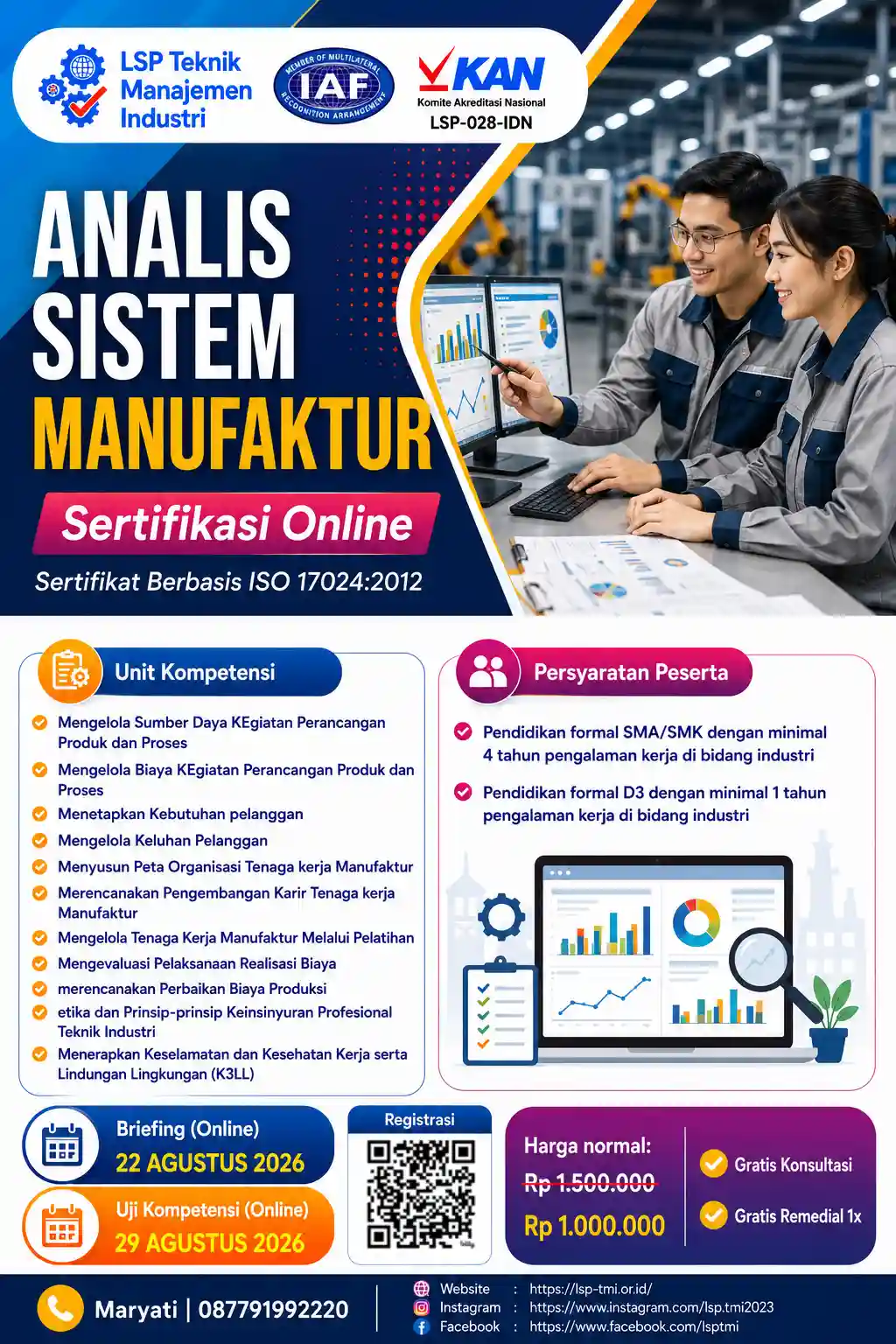 Agustus 2026 : SERTIFIKASI ANALIS SISTEM MANUFAKTUR