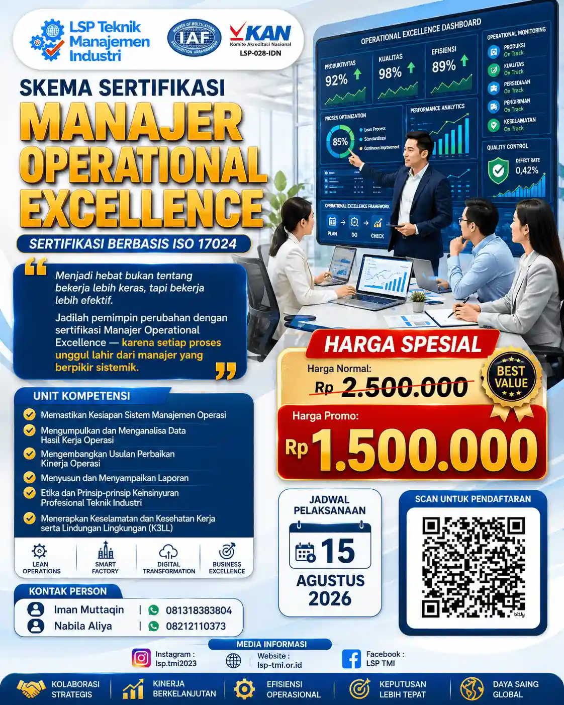Agustus 2026 :  Manajer Operational Excellence