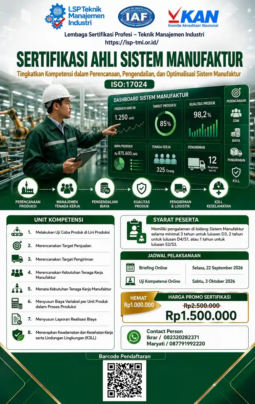 September 2026 : SERTIFIKASI AHLI SISTEM MANUFAKTUR