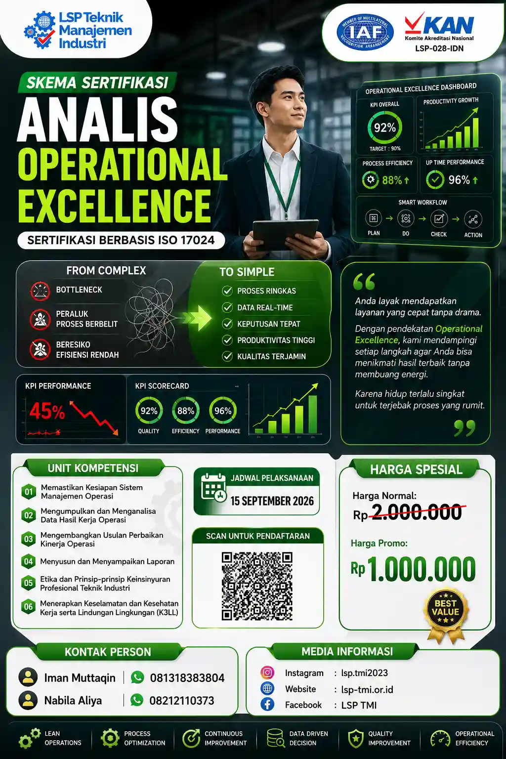 September 2026 :  Sertifikasi Analis Operational Excellence