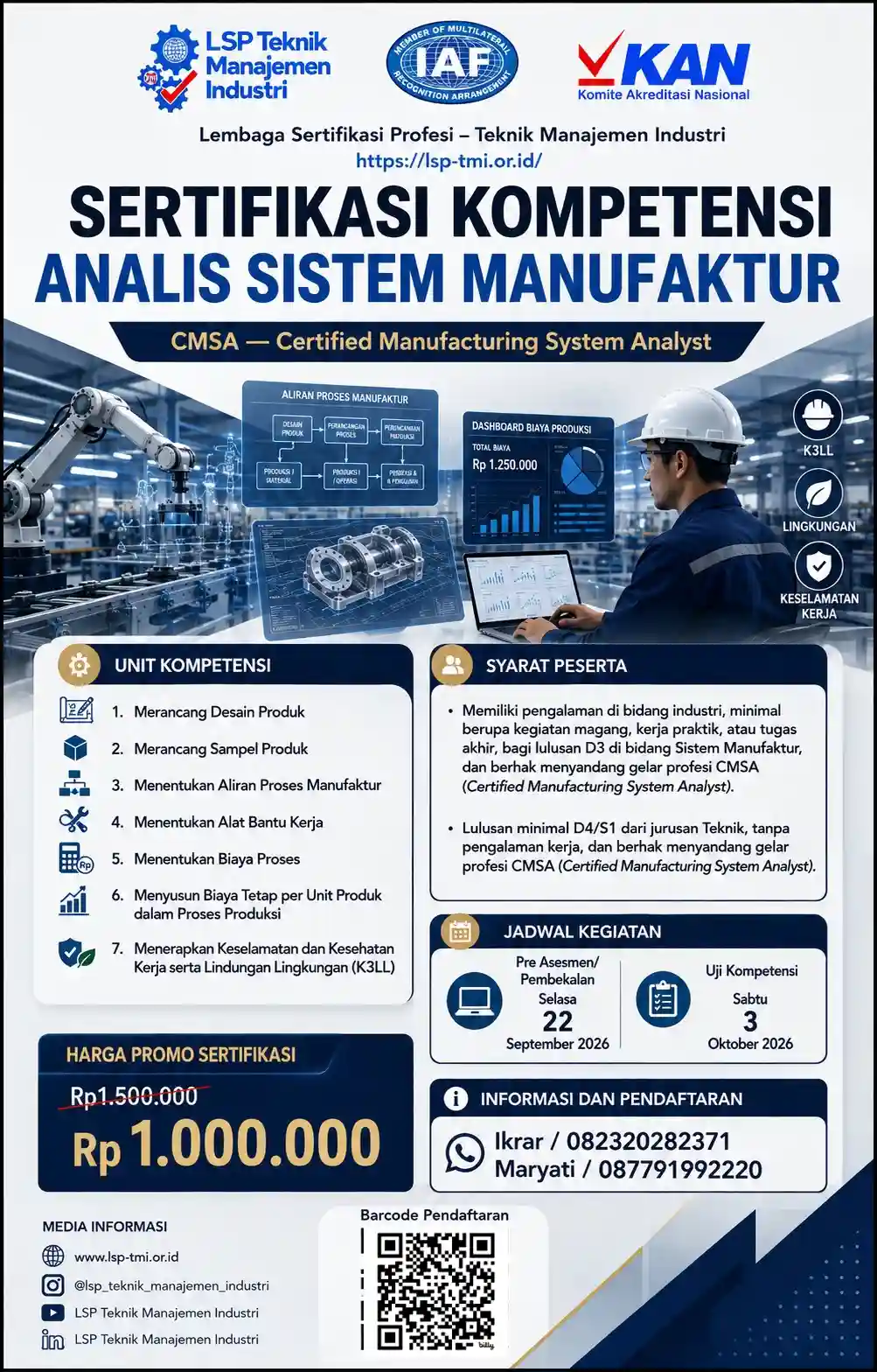 September 2026 : SERTIFIKASI ANALIS SISTEM MANUFAKTUR
