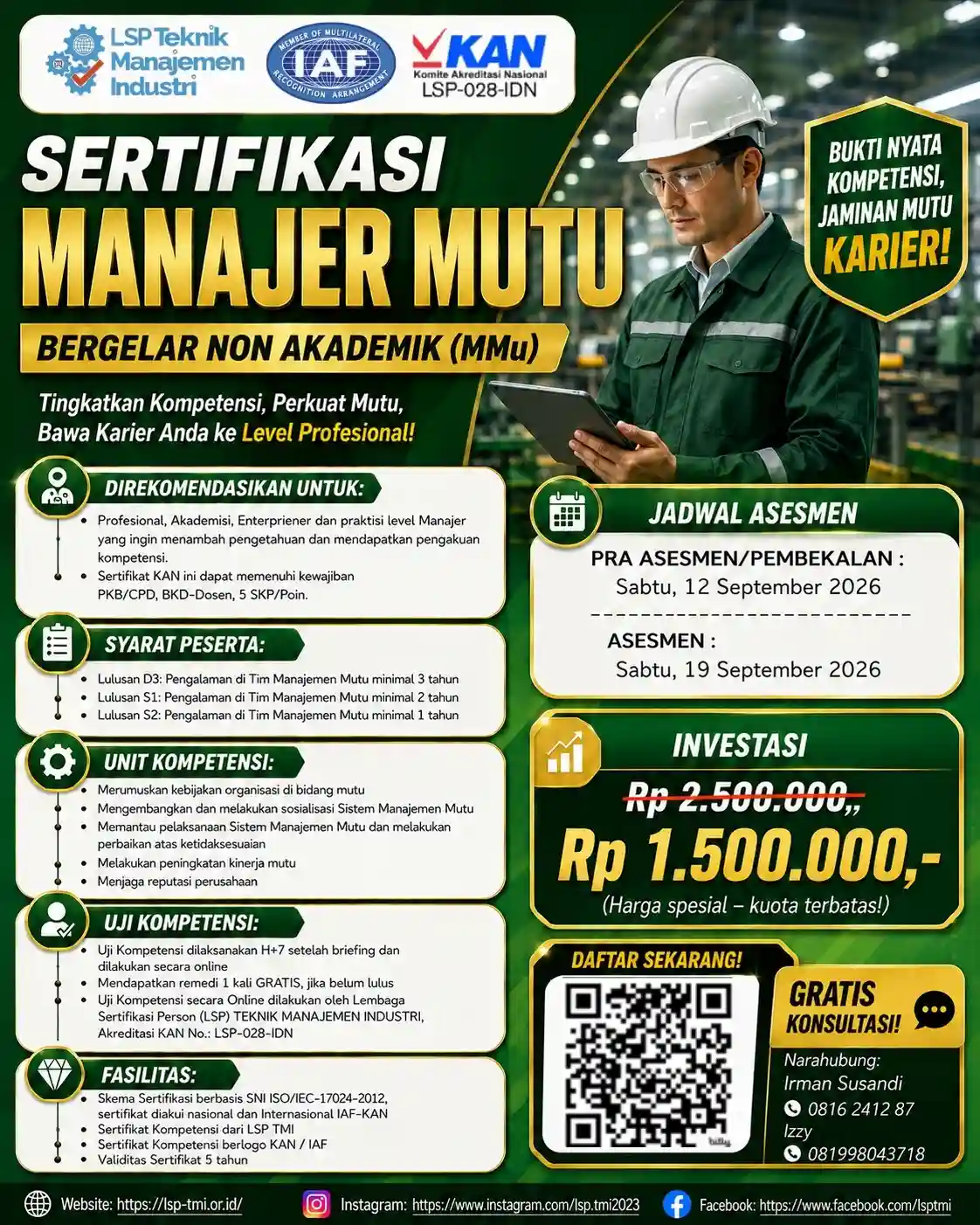 September 2026 : MANAJER MUTU