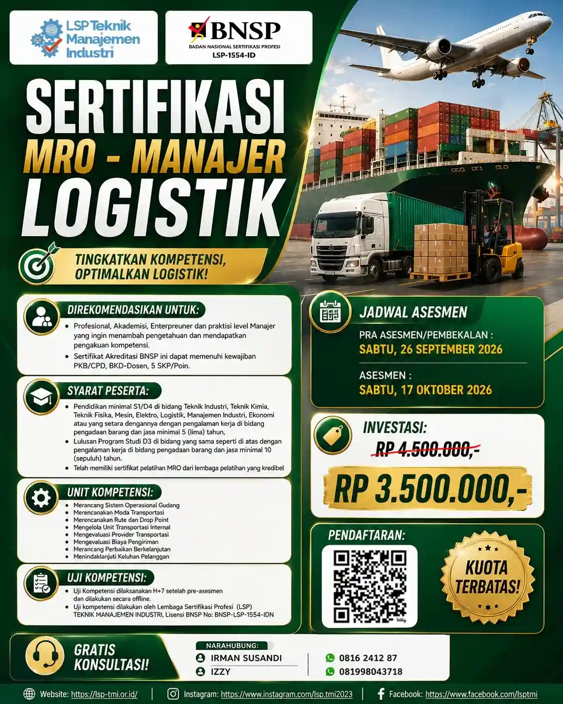September 2026 : Manajer Logistik