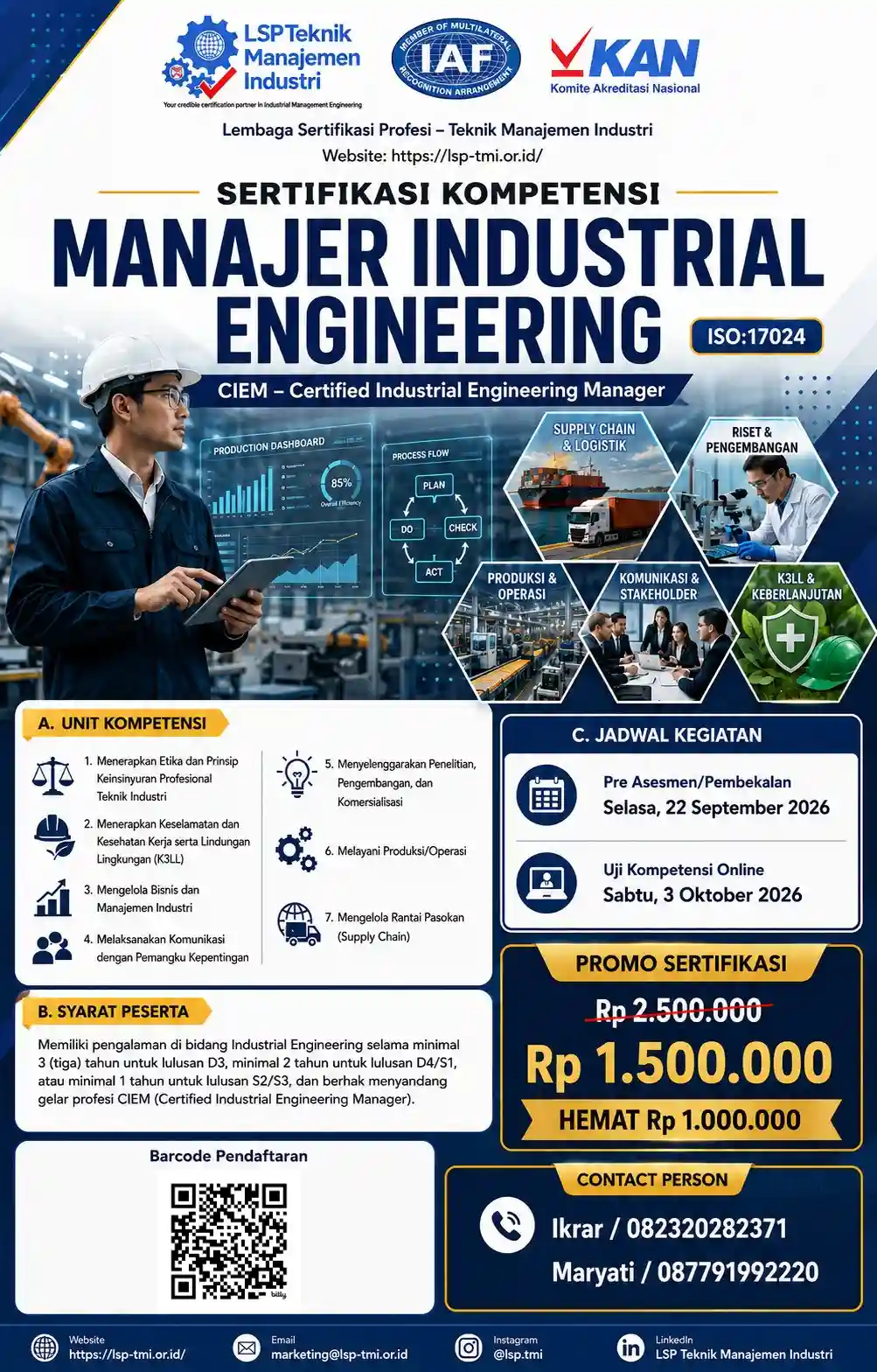 September 2026 : SERTIFIKASI MANAJER INDUSTRIAL ENGINEERING