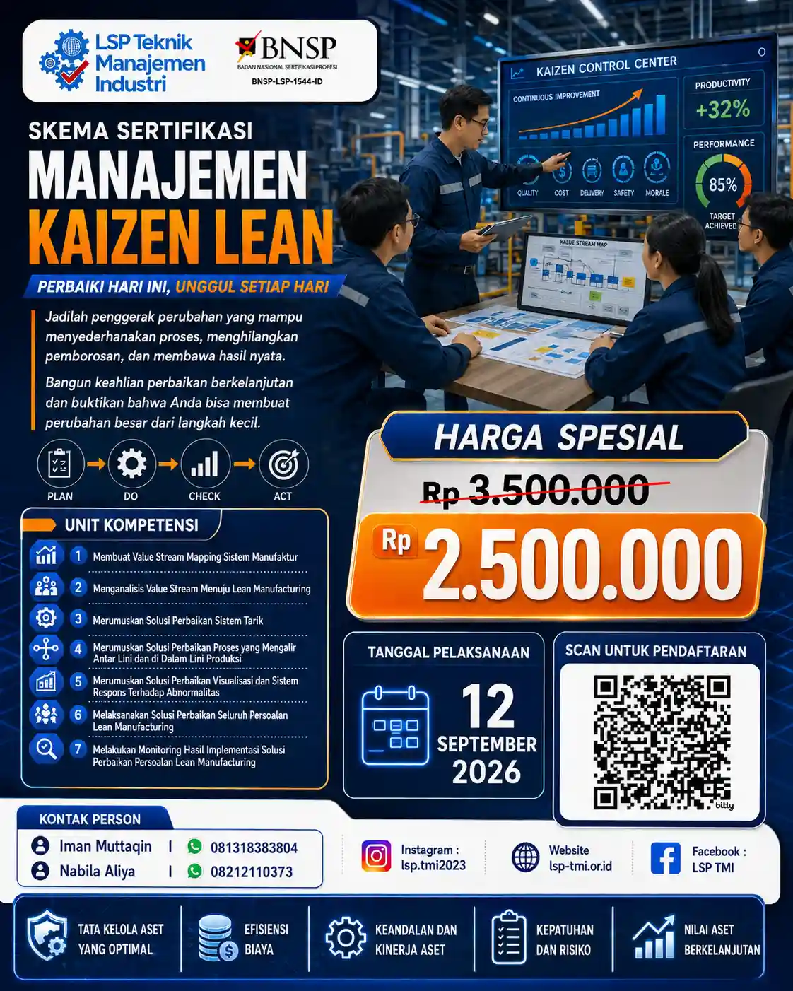 September 2026 :  Sertifikasi Manajemen Kaizen Lean