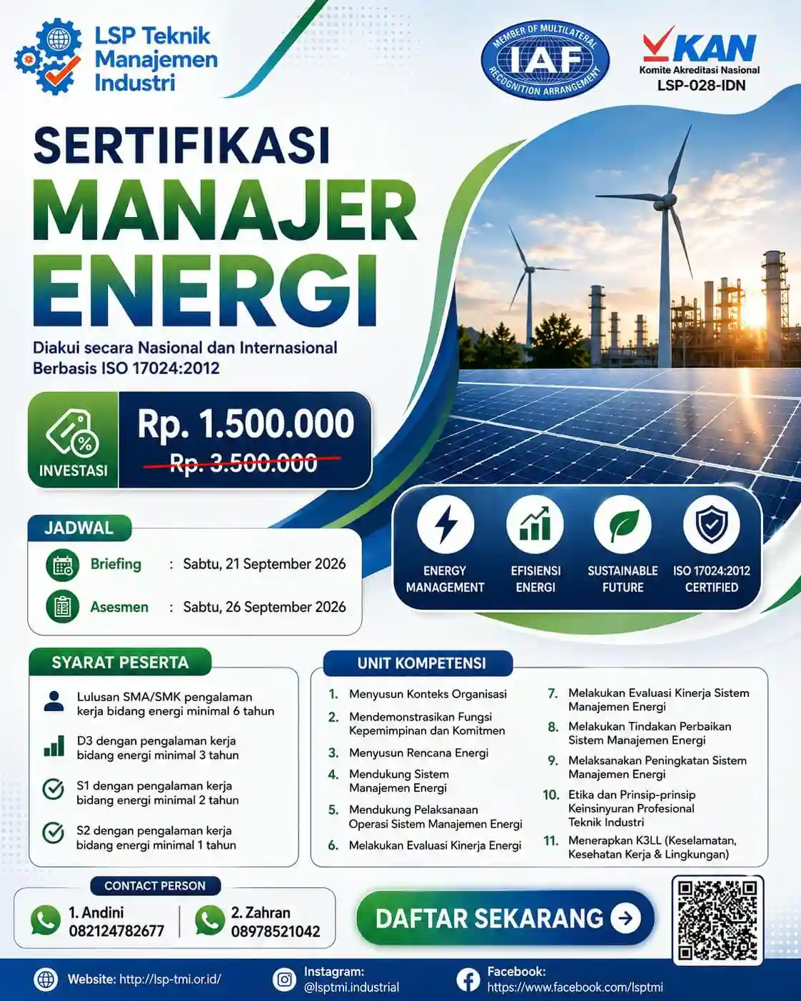 September 2026 : Manajer Energi