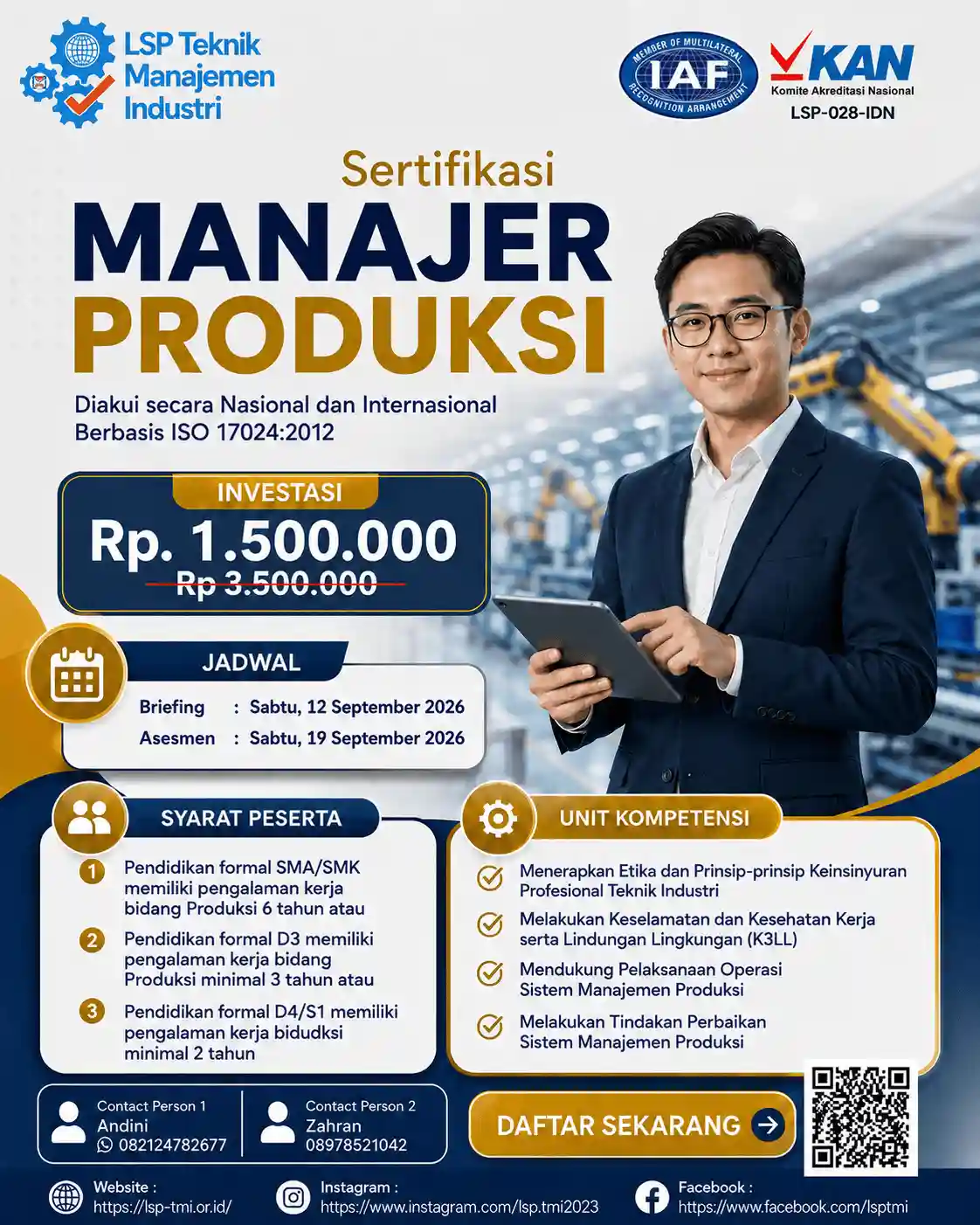 September 2026 : Manajer Produksi