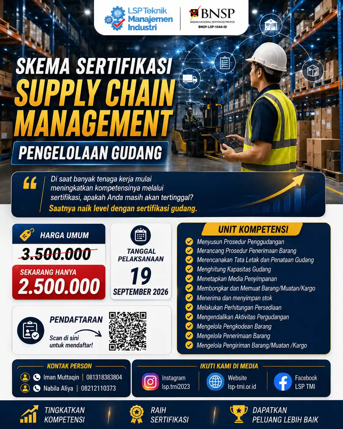 September 2026 :  Sertifikasi Pengelolaan Gudang