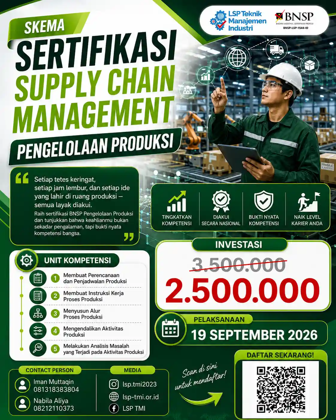 September 2026 :  Sertifikasi Pengelolaan Produksi