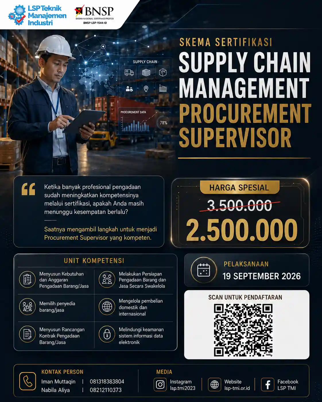 September 2026 :  Sertifikasi Procurement Supervisor