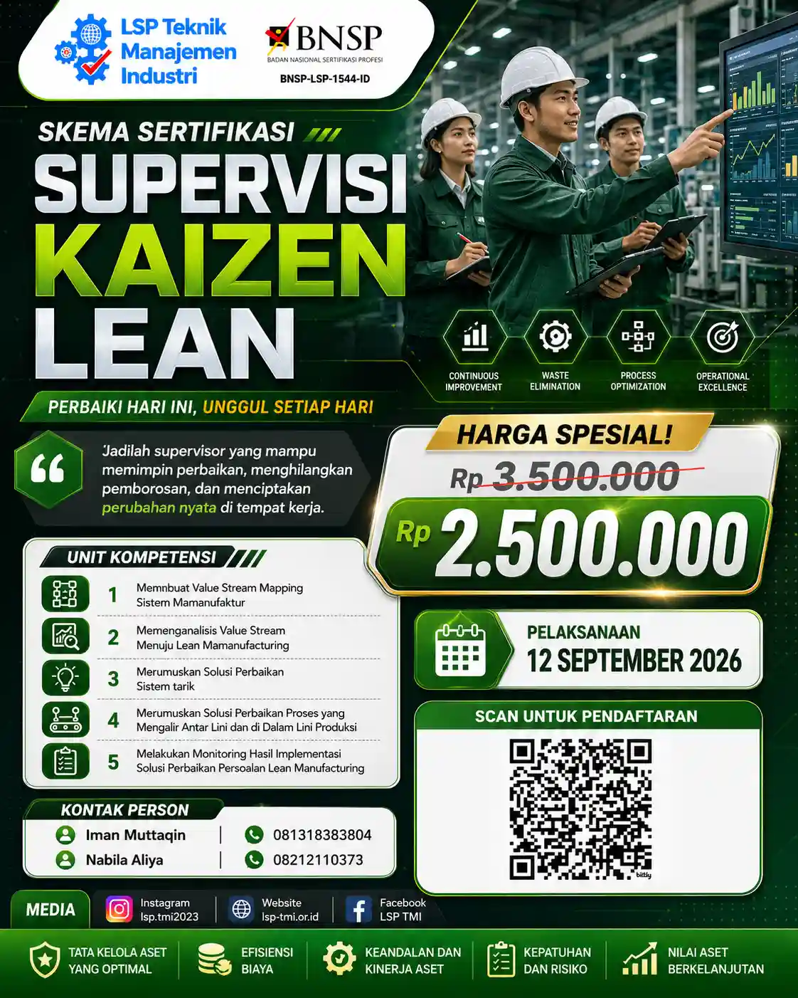 September 2026 :  Sertifikasi Supervisi Kaizen Lean
